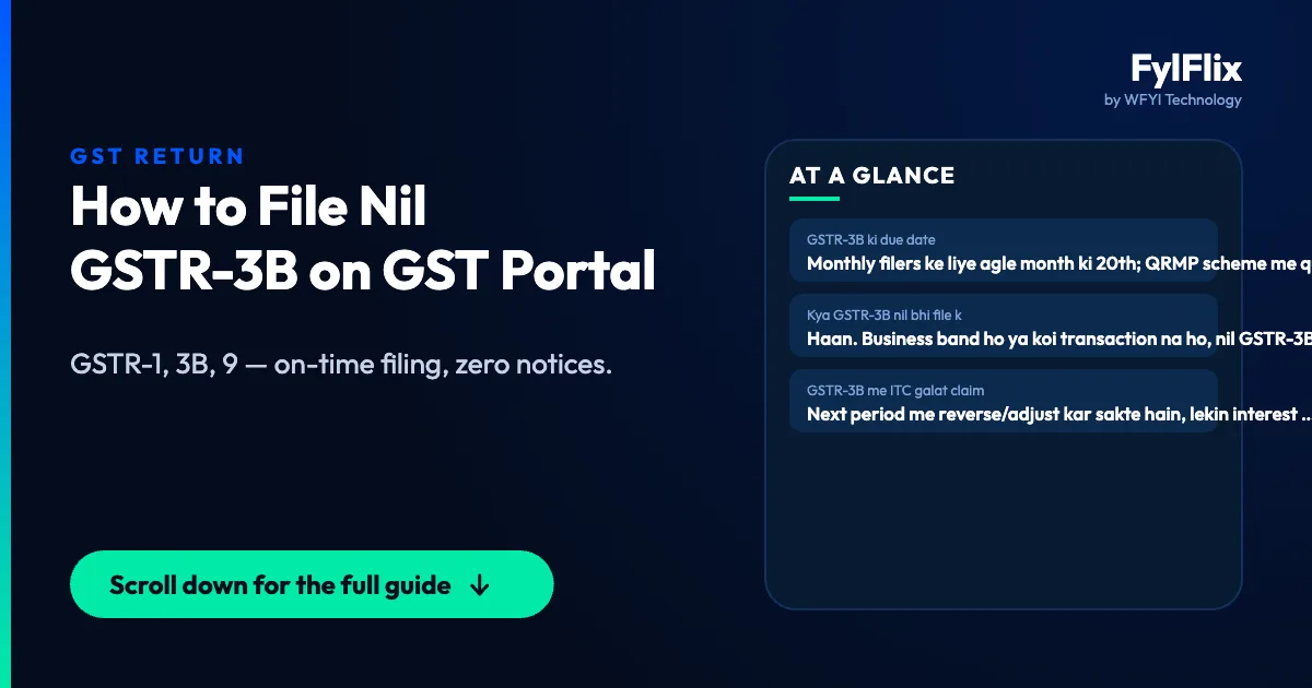 How to File Nil GSTR-3B on GST Portal