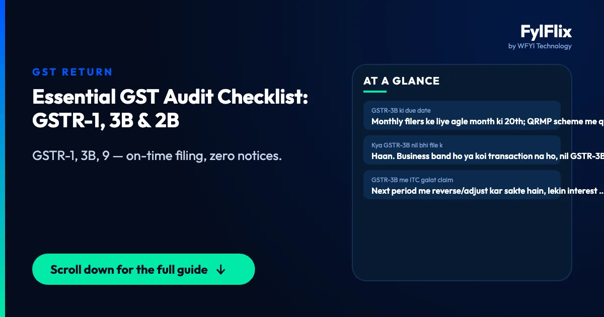 Essential GST Audit Checklist: GSTR-1, 3B & 2B